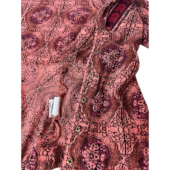 Free People Top Coral Uptown Bell Sleeve Tiered Vneck Blouse Small Size - Picture 15 of 15